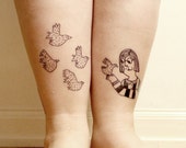 temporary tattoo, birds, cute, illustration, ornithologist, bird