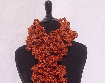 CLEARANCE Curly Boa Scarf in Rusty Orange (FREE SHIPPING)