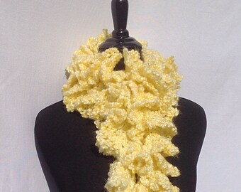 CLEARANCE Curly Boa Scarf in Lemon Yellow (FREE SHIPPING)