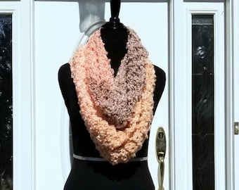 Super Soft Infinity Scarf: Peach and Tan
