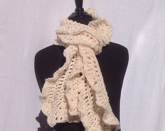 Handmade Crocheted Fashion Ruffle Scarf Denim Frill