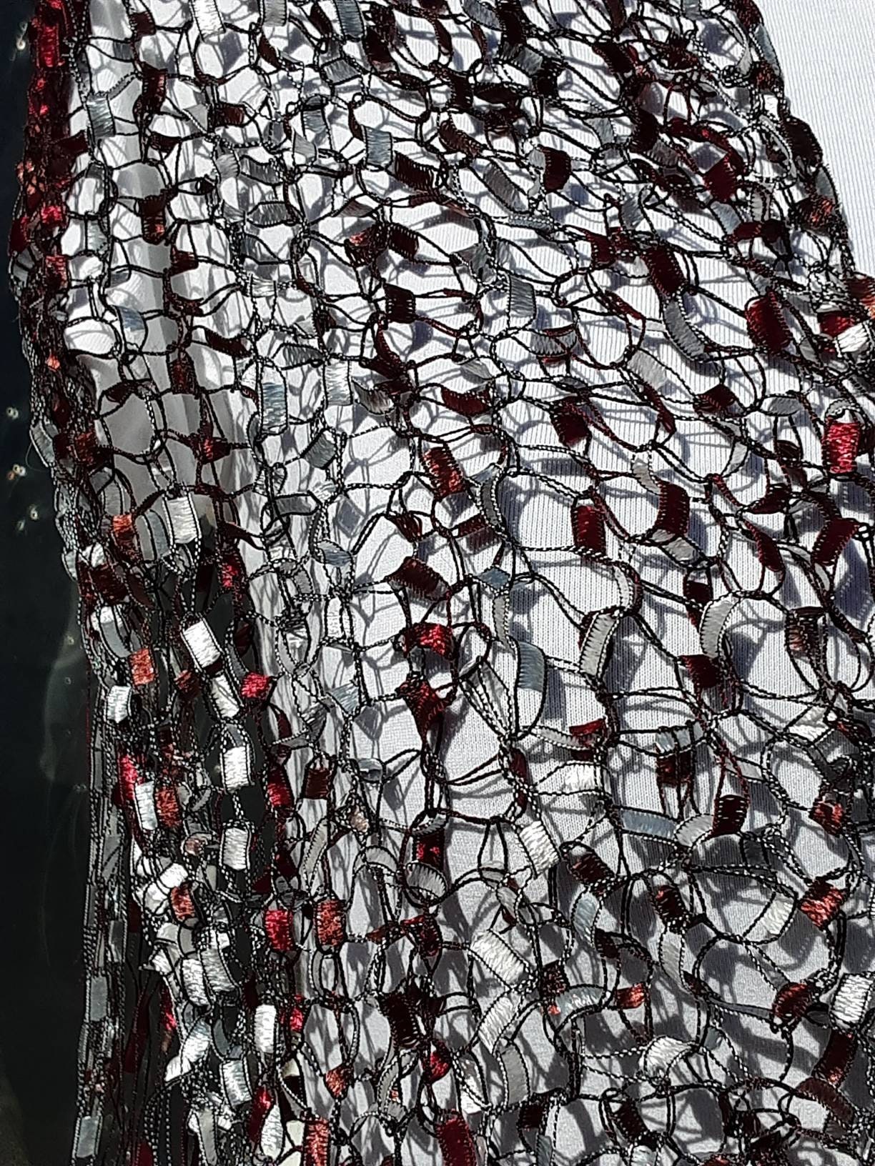 Dazzling Illusions Shawl or Scarf in Black and Silver With Red - Etsy