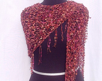 Dazzling Illusions Shawl or Scarf: Rust, Brown and Orange
