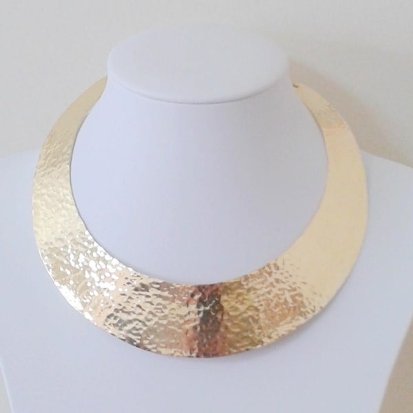 Choker, Necklace Hammered, Collar Necklace, Handmade Gold ,Silver Cuff or, Gold plated 24k ,Choker Necklace