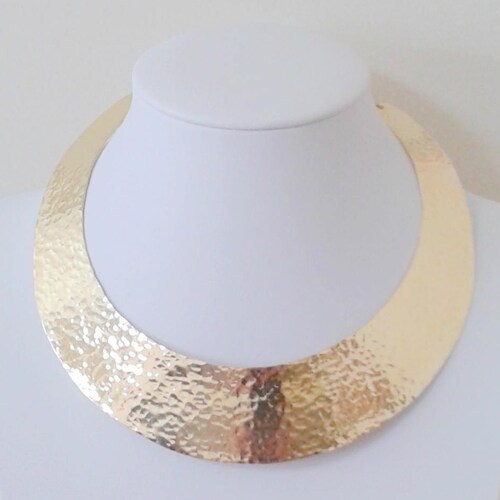 Choker Necklace Hammered Collar Necklace Handmade Gold Etsy