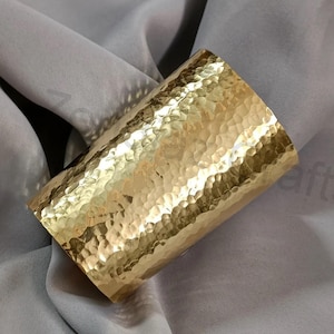 Hammered Long Wide Cuff Gold - Silver Statement Cuff Wrist