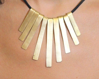 Bib Long Bar - Sticks Statement Necklace Gold - Silver Necklace