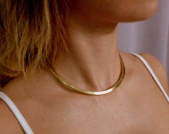 Choker Gold  Silver,  Minimal Chic, Choker Necklace , Handmade Gold - Silver 925,  Cuff Choker Collar Necklace ,Gold Plated 24k