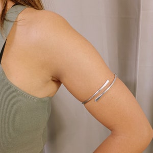 Silver, Handmade simple arm cuff , Silver, Gold, Copper Rose color, Aluminum, Copper, Brass, Gold plated 24k, or Sterling Silver 925 . image 1