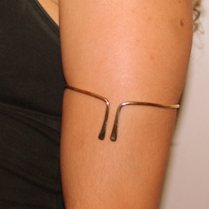 Minimal Gold - Silver Upper arm cuff - arm band Handmade hammered Simple Arm Band