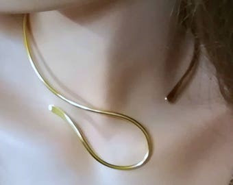 Choker Necklace Choker Minimal Chic Handmade Gold - Silver 925 Wire Open Cuff Choker Collar Necklace