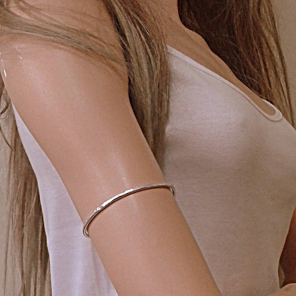 Arm Band,Gold,Silver,Hammered Thin Arm Band ,Upper Arm Cuff, Gold ,Silver 925 Minimalist Simple