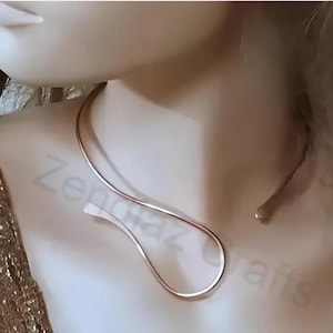Choker Halskette Choker Minimal Chic Handgemacht Gold - Silber 925 Draht Offene Manschette Choker Kragen Halskette