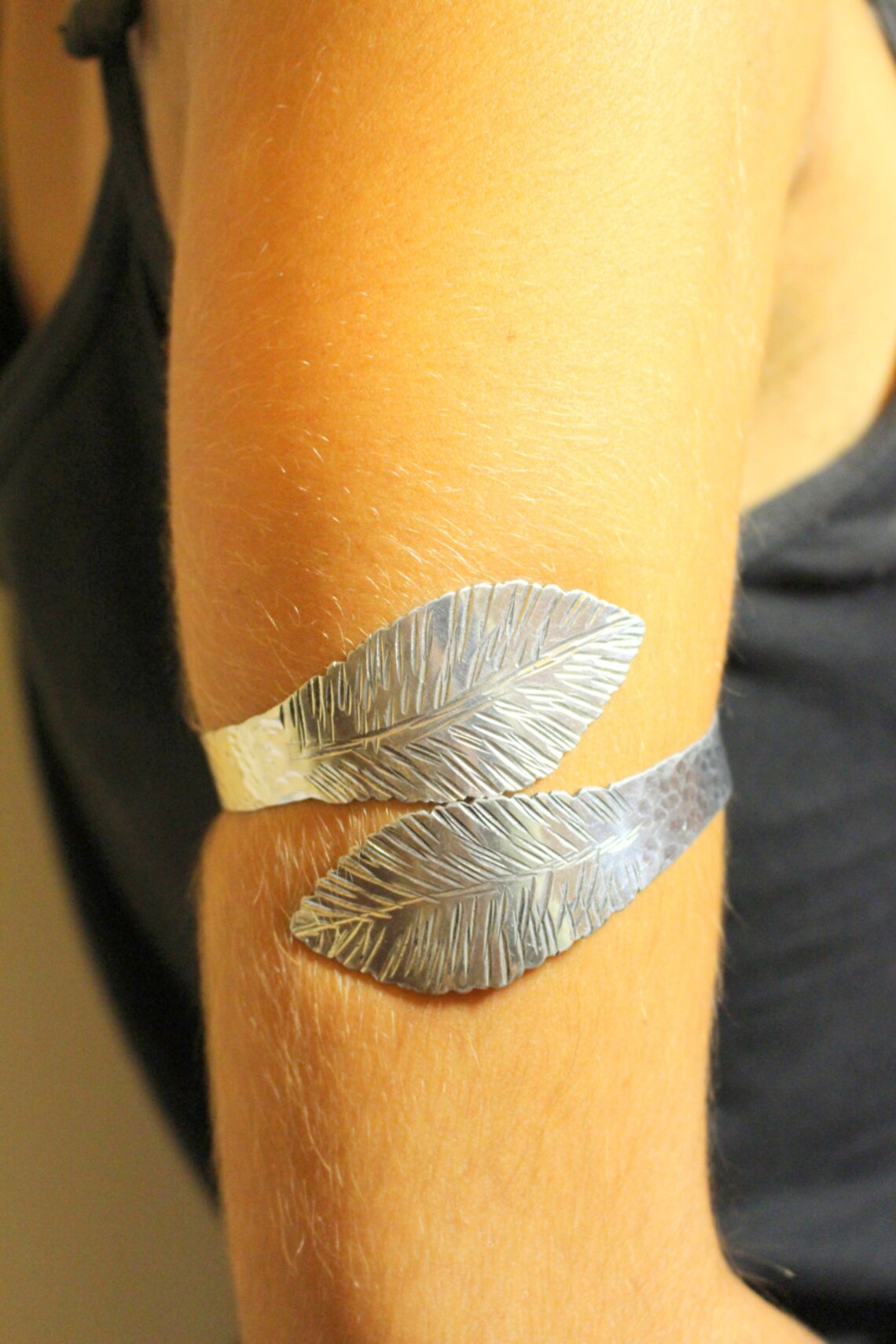 Leaf Arm Band Upper Arm Cuff Handmade Leaves Gold Silver Etsy