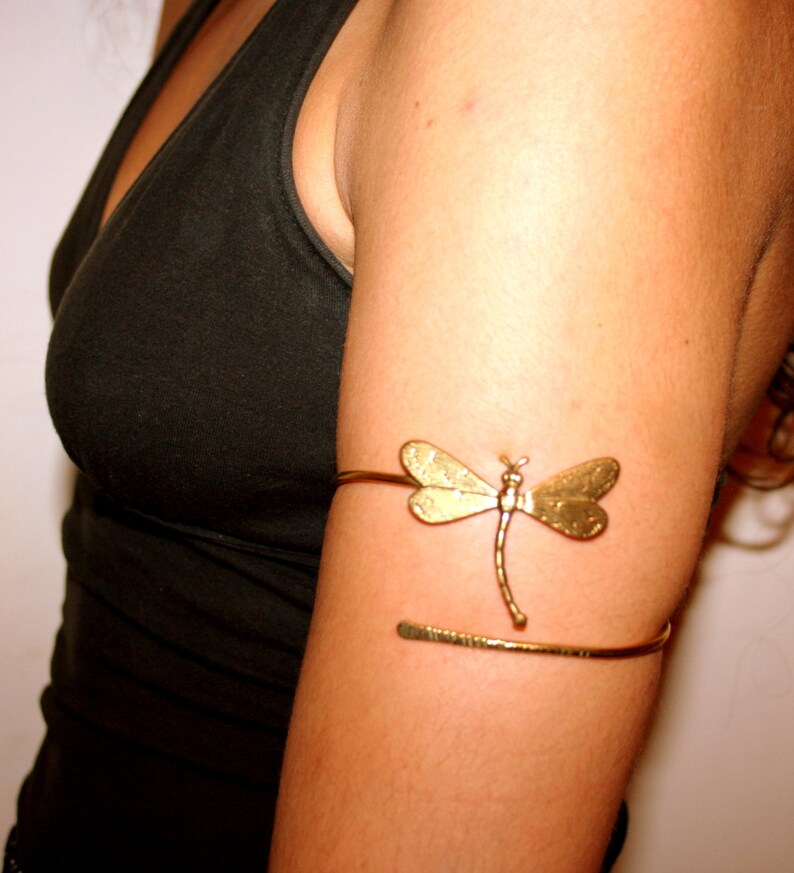 Dragonfly Upper Arm Cuff Handmade Arm Band Gold Silver Etsy