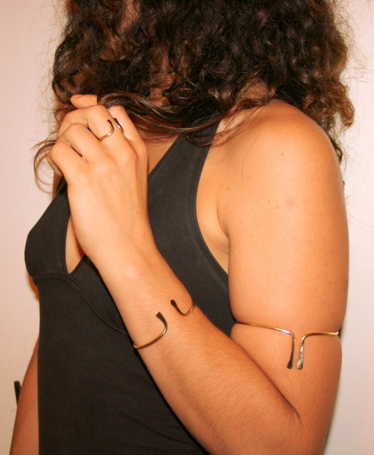 Minimal Gold Silver Upper Arm Cuff Arm Band Handmade Etsy