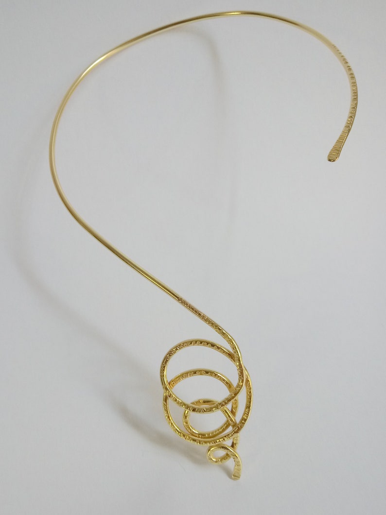 Wire Wrapped Choker Necklace Handmade Gold Gold Plated 24k Etsy