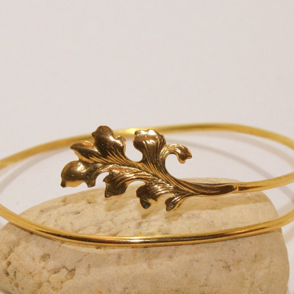 Leaf upper arm band - cuff Handmade Gold - Silver