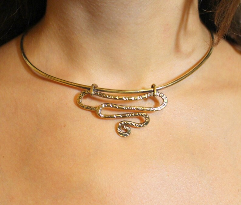 Wire Wrapped Choker Necklace Handmade Spiral Collar Cuff Etsy