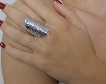 Handmade Hammered Sterling Silver Wide Band Ring