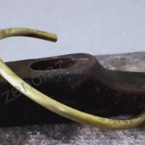 Hand Forged Bracelet Brass , Patina Rustic Bar