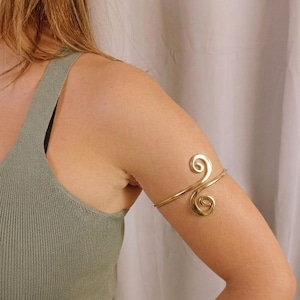 Handmade Spiral Arm Cuff Bracelet Gold Silver
