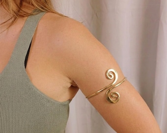 Handmade Spiral Arm Cuff Bracelet Gold Silver