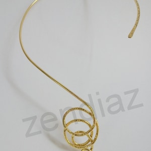 Wire wrapped choker necklace Handmade Gold , Gold plated 24k, Silver 925 cuff choker