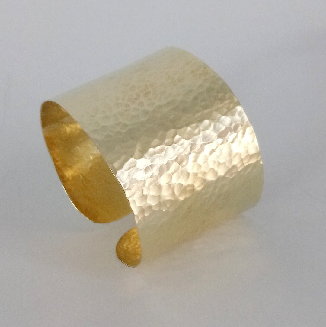 Hammered Wide Cuff Silver Gold Wrist Bracelet Made of Brass - Etsy
