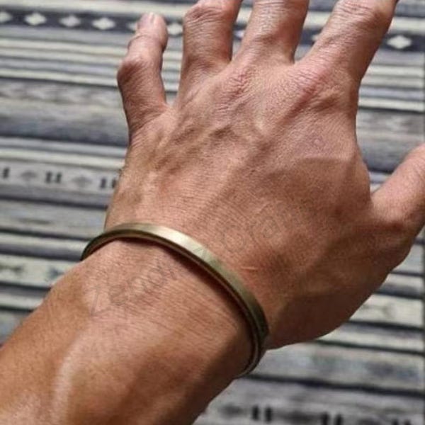 Bracelet manchette en laiton, laiton patiné rustique,