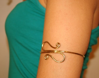 Gold - Silver Upper Arm Cuff - Arm Band Handmade Wire Hand Forged Band