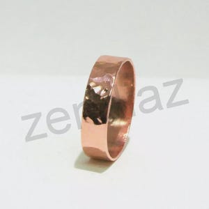 Wide Copper Stacking Hammered Ring 5mm width , Copper Stackable Band - knuckle Rings Set Unisex