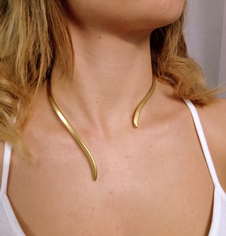 Choker, Gold Silber, Minimal Chic, Choker Halskette ,Handmade Gold Silber 925, Cuff Choker Collar Necklace, Vergoldung 24k. Bild 4