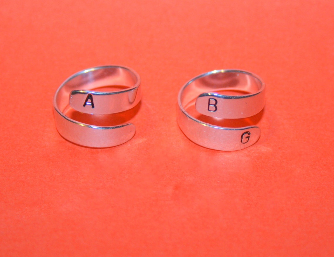 Personalized Ring Letters Customized Hand Stamped Ring Etsy