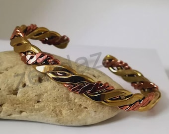 Handmade Braided Copper & Brass Bracelet - Adjustable Unisex Jewelry