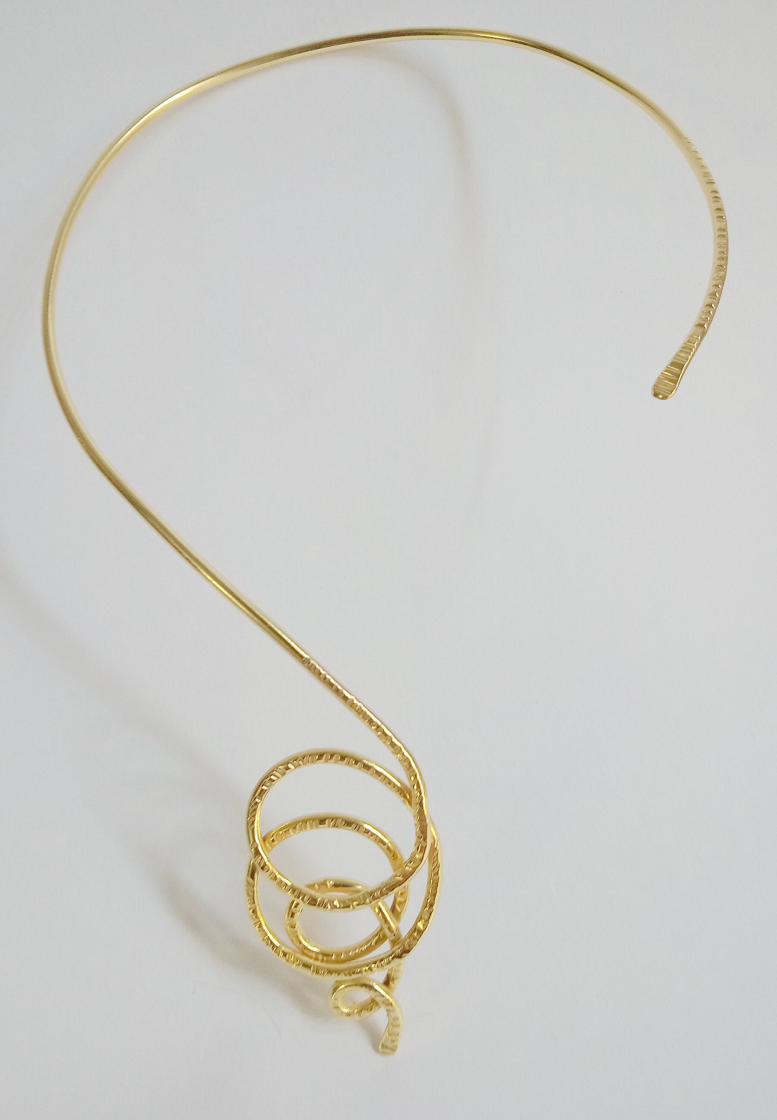 Wire Wrapped Choker Necklace Handmade Gold Gold Plated 24k Etsy