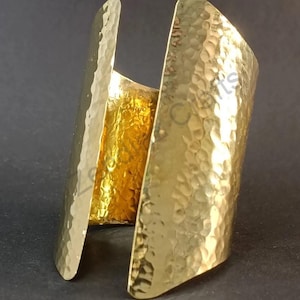24k Gold Plated Hammered Brass Cuff Bracelet