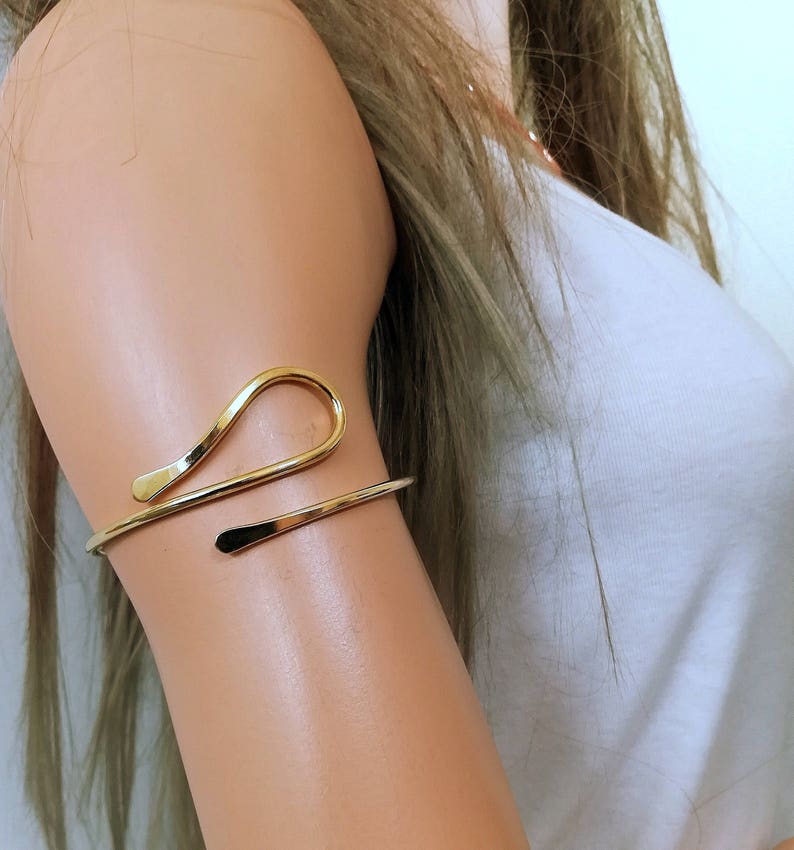 Armlet ,Arm Band, Boho Jewelry ,Upper Arm Band Minimalist Gold Filled 14 K , Sterling Silver 925 , Copper Brass Aluminum German Silver. image 4