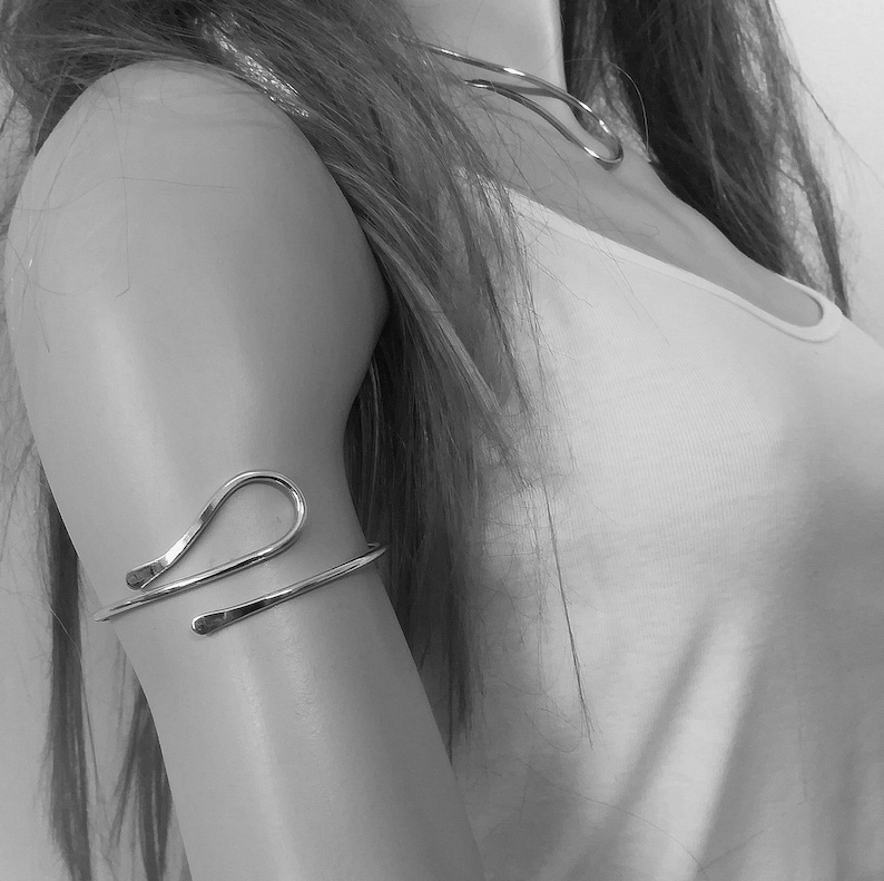 Armlet ,Arm Band, Boho Jewelry ,Upper Arm Band Minimalist Gold Filled 14 K , Sterling Silver 925 , Copper Brass Aluminum German Silver. image 2