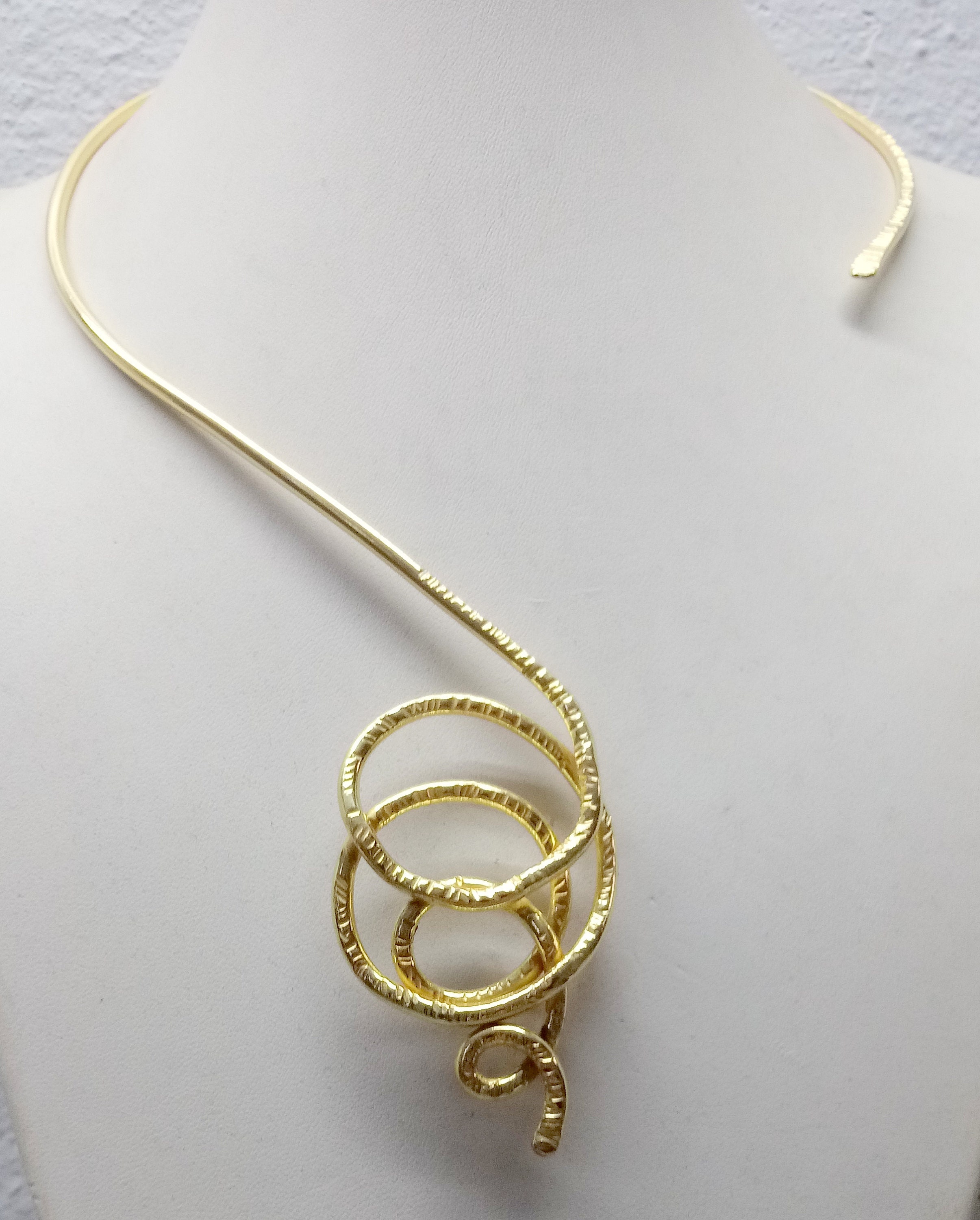 Wire Wrapped Choker Necklace Handmade Gold Gold Plated 24k Etsy