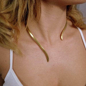 Choker, Gold Silber, Minimal Chic, Choker Halskette ,Handmade Gold Silber 925, Cuff Choker Collar Necklace, Vergoldung 24k. Bild 1