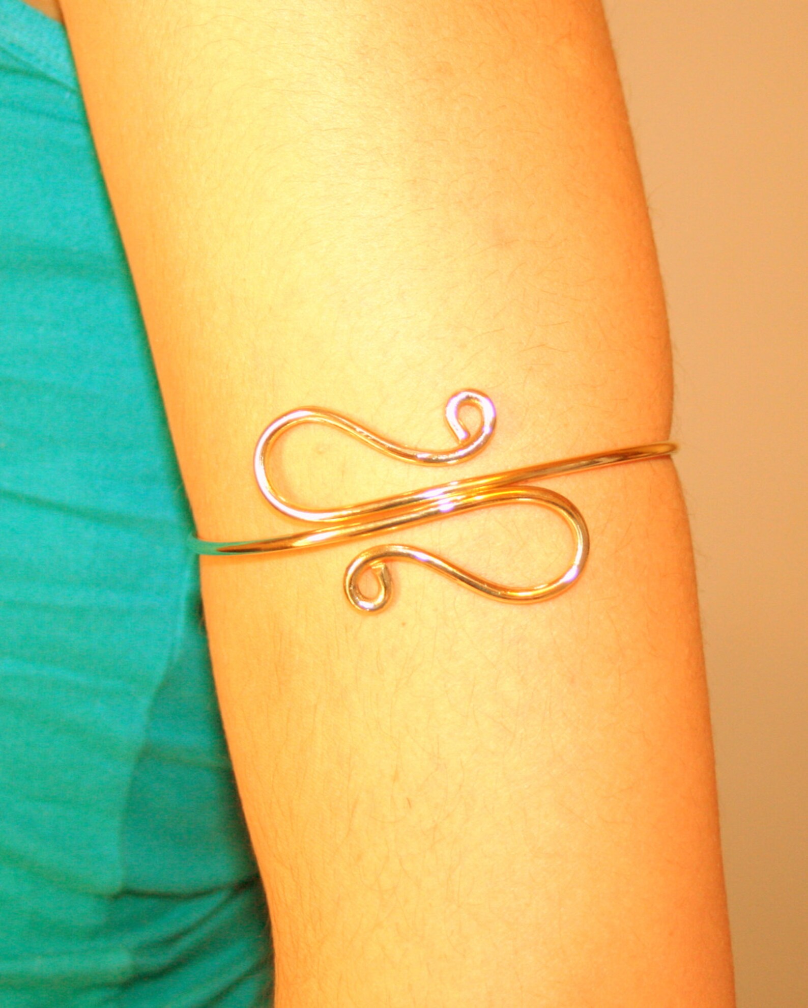 Gold Silver Upper Arm Cuff Arm Band Handmade Wire Hand Etsy