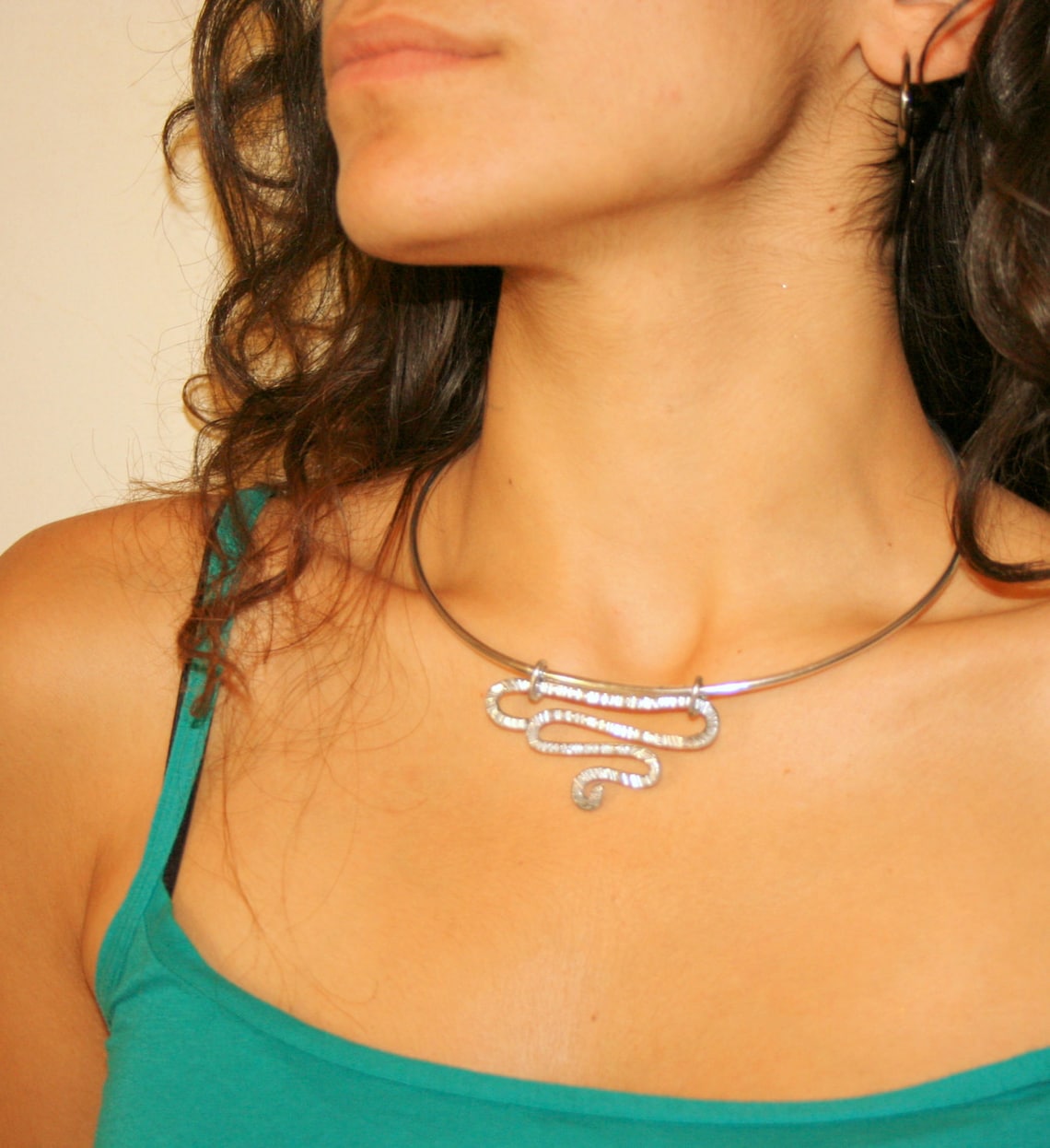 Wire Wrapped Choker Necklace Handmade Spiral Collar Cuff Etsy