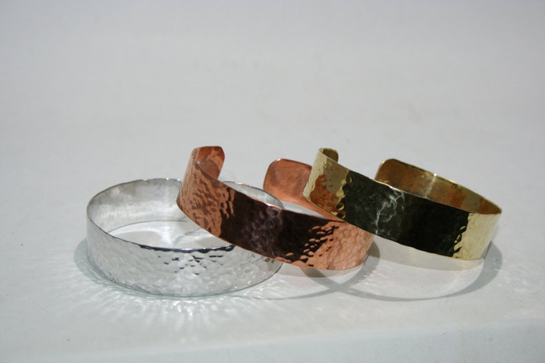 Gold Silver Wrist Cuff Handmade Hammered Copper Thin Cuff Bracelet Hammered