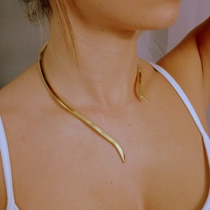 Choker, Gold Silber, Minimal Chic, Choker Halskette ,Handmade Gold Silber 925, Cuff Choker Collar Necklace, Vergoldung 24k. Bild 8