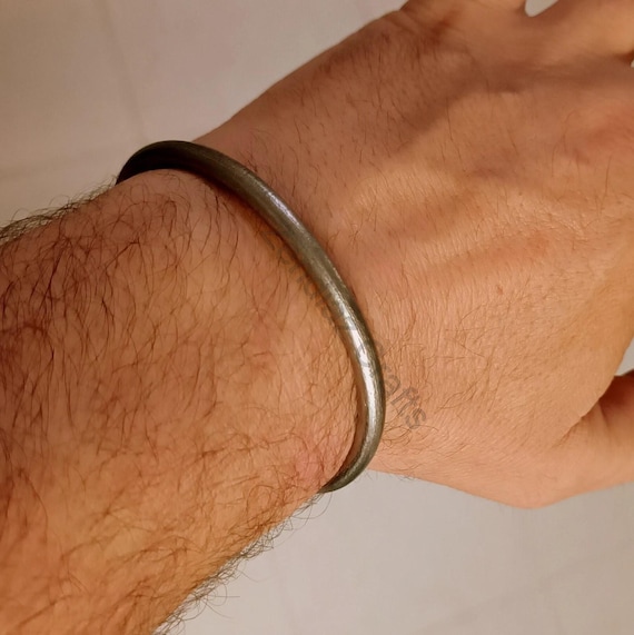 手作りチタンカフブレスレット：男性用ラスティックワイドバンド 