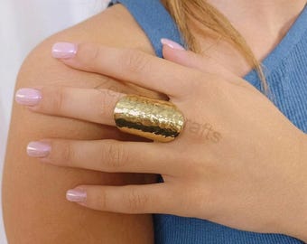 Hammered Wide Band Ring,Gold,Silver.