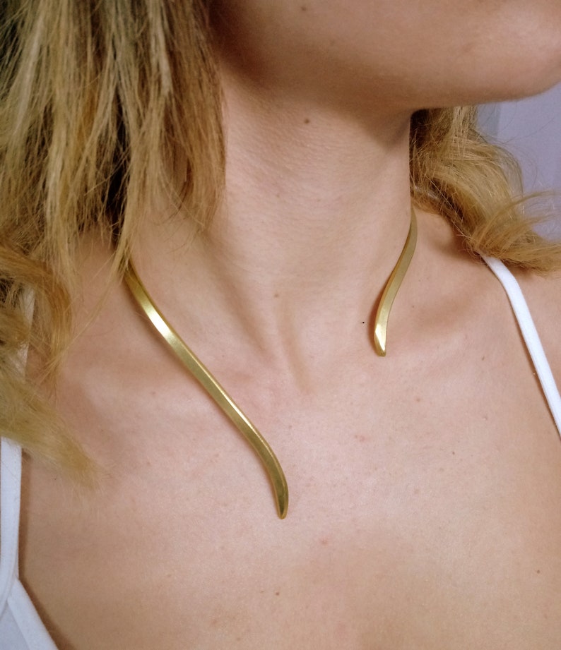 Choker, Gold Silber, Minimal Chic, Choker Halskette ,Handmade Gold Silber 925, Cuff Choker Collar Necklace, Vergoldung 24k. Bild 2