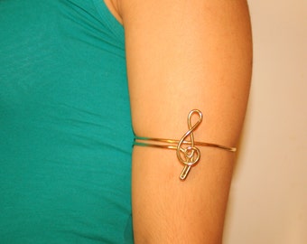 Clef Upper Arm Cuff - Arm Band Handmade Gold - Silver 925 clef symbol