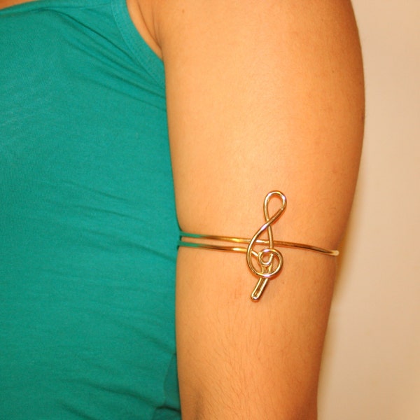 Clef Upper Arm Cuff - Arm Band Handmade Gold - Silver 925 clef symbol